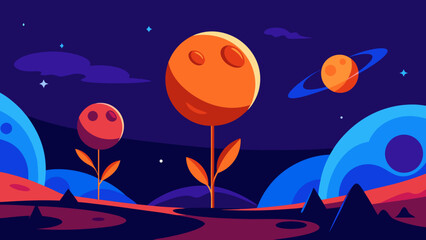 Alien Planet Landscape at Night Background Scene for SciFi Digital Art