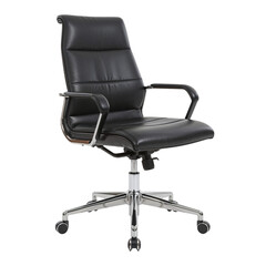 Executive Black Office Chair – High-Back Padded Seat with Chrome Base and Casters