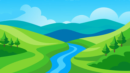 Obraz premium Slightly Elevated View of Landscape Background Scene for Digital Art