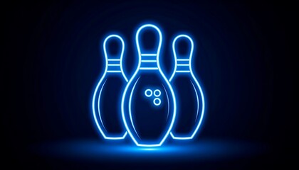 Neon bowling pins on dark background
