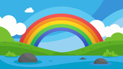 Picturesque Nature Background in a Simplified Style for Digital Projects