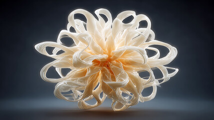 A radiant glass artwork blooming with natural form and futuristic elegance