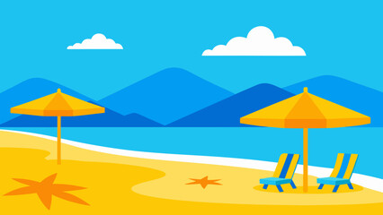 Fototapeta premium Vibrant Summer Beach Day Background Scene for Cheerful Digital Media