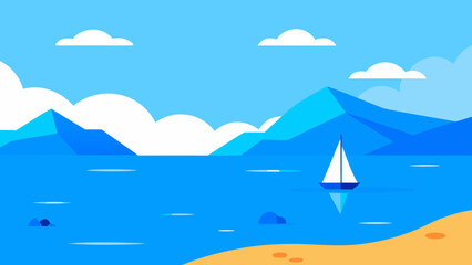 Clean Soft Background Scene of Coastal View for Peaceful Digital Art