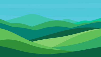 Obraz premium Digital Art Background of Rolling Hills in Varying Green Shades