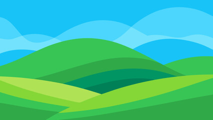 Obraz premium Stylized Background Art Simple Elegant Green Hills and Nature