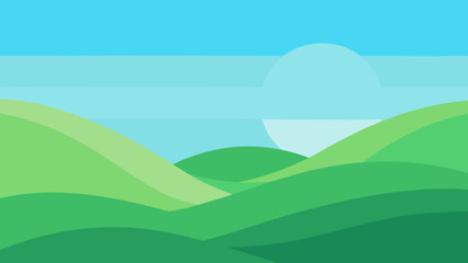 Obraz premium Inviting Background with Rounded Soft Green Hills and Serenity