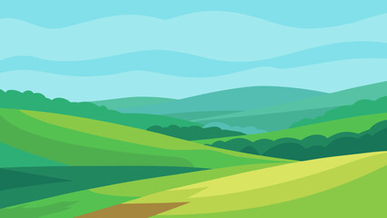 Fototapeta premium Digital Painting of a Vast Open Field of Rolling Green Hills