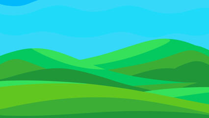 Cheerful Background Landscape with a Foreground of Green Hills