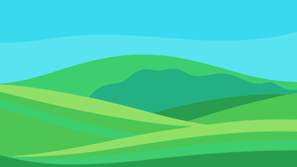 Minimalist Landscape Art Showcasing Broad Sweeping Green Fields