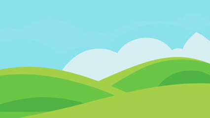 A Childrens Book Illustration Style Background with Green Hills