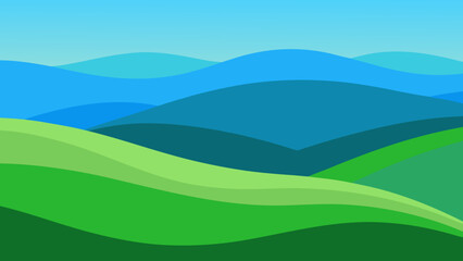Obraz premium Flat Design Landscape Background Featuring Lush Green Hills