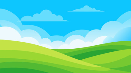Obraz premium Bright Sunny Background Featuring Undulating Green Hills and Sky