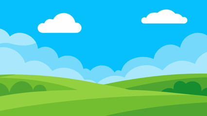 Background Scene of Green Pastures Stretching into the Distance