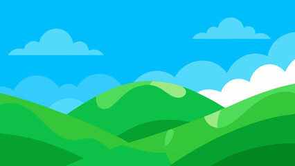 Vivid Background Emerald Green Hills Against a Clear Blue Sky