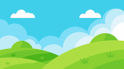 Obraz premium Cartoonish Background of Plump Green Hills a Playful Nature Scene