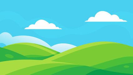 Obraz premium Clean and Vibrant Background of Green Rolling Hills and Sky
