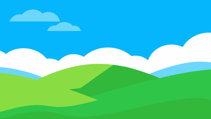 Minimalist Background Featuring a Panorama of Green Hills and Open Sky