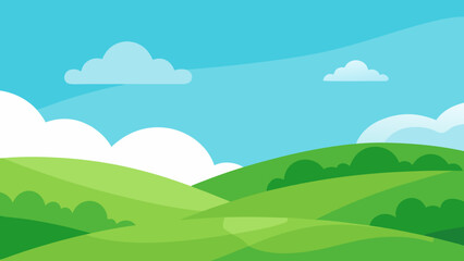 Verdant Green Landscape with Gentle Slopes and a Clear Horizon