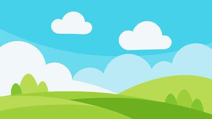 Fototapeta premium Bright Summer Day Background Featuring Soft Rolling Green Hills