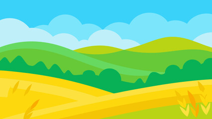 Obraz premium Vibrant and Calm Background Depicting Layered Green Hills and Vista