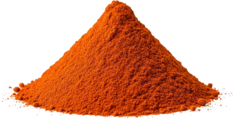 A conical pile of bright orange powder detailed texture isolate spice paprika