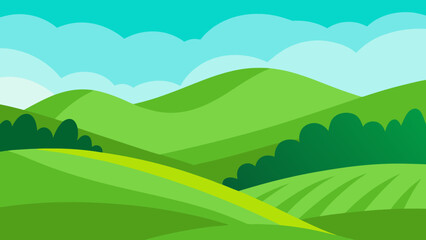 Obraz premium Vibrant Green Landscape with a Textured Foreground