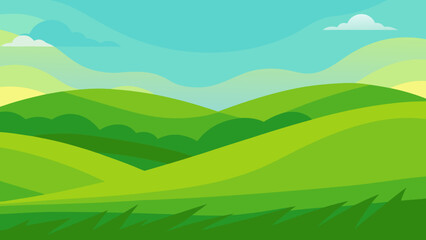 Idyllic Countryside Backdrop Featuring Rolling Green Hills