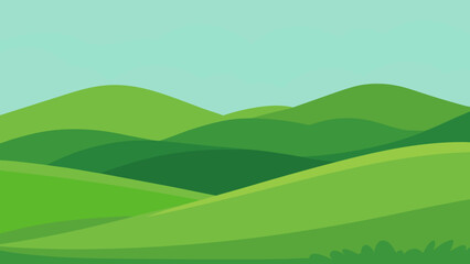 Serene Landscape of Undulating Green Hills and Blue Sky