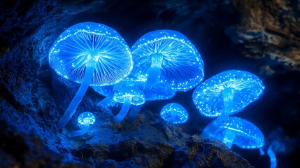 Bioluminescent fungi closeup