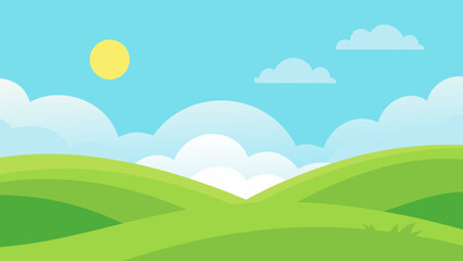 Children Animation Background with Soft Green Hills