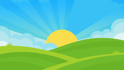 Scenic Background Beautiful Composition of Green Hills