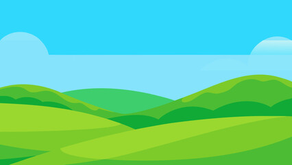 Idyllic Countryside Background Rounded Vibrant Green Hills