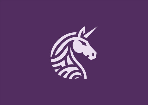 Geometric unicorn logo for modern, fantasy, or magical brand themes.