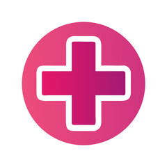 Obraz premium Medical-cross symbol in pink gradient circular background 
