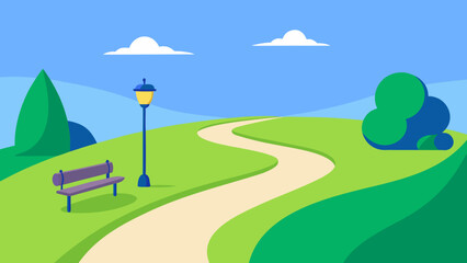 Fototapeta premium Background Scene of a Park with a Long Winding Path