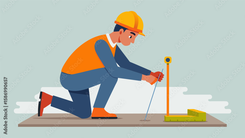Poster a worker uses a specialized tool to measure the consistency of the concrete before carefully directi
