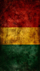 Artistic Representation of the Textured Benin Flag with Red, Yellow, and Green Stripes in Grunge Style