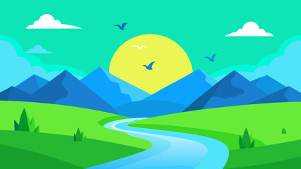A Vibrant and Fresh Morning Landscape Background Scene for Your Project