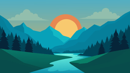 An Untouched Wilderness at Sunrise a Majestic Background Scene for Art