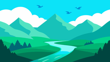 A Crisp Clear Morning in a Mountain Valley Natural Background Scene