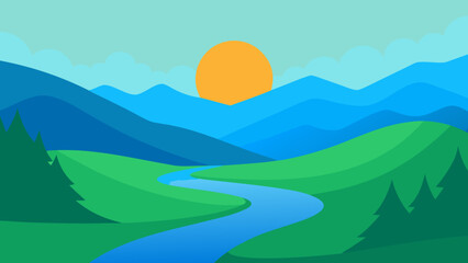 A Tranquil Morning Landscape Scene for a Serene Background Illustration
