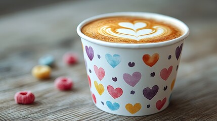 Heartfelt Latte: A Cup of Coffee and Candies for Valentine's Day Celebration