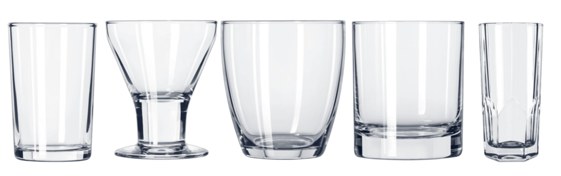 Siluetas de Vasos y Copas Variadas Aisladas en Fondo Transparente