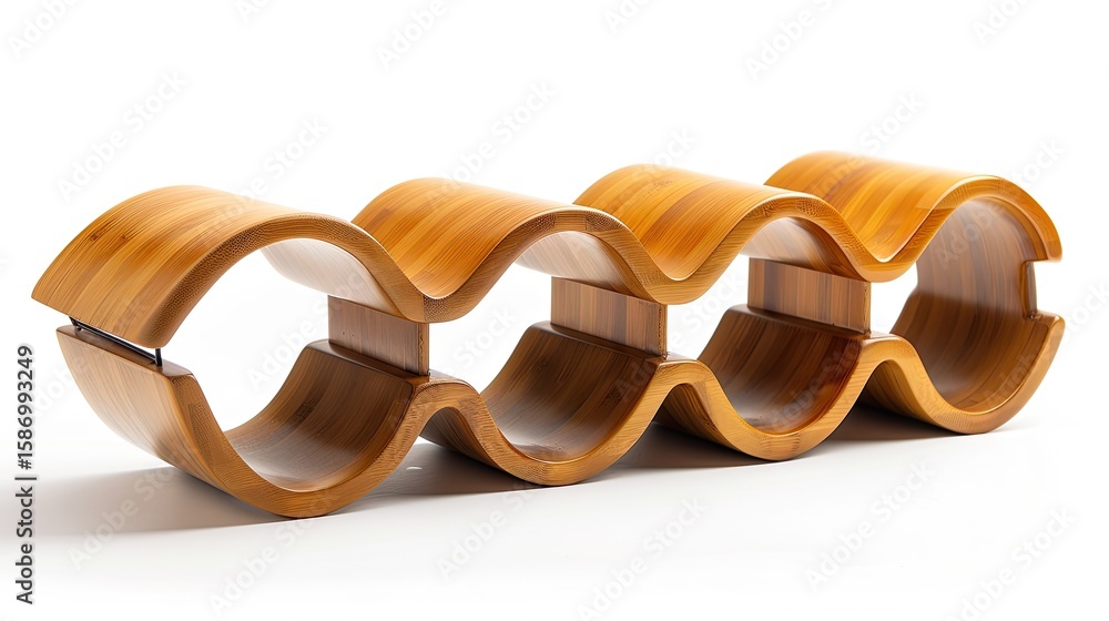Poster elegant wooden wine rack with a unique wavy design adding sophistication and style
