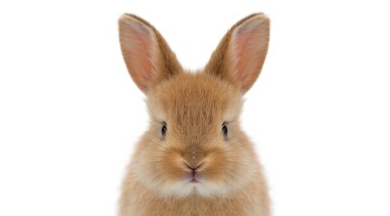 Obraz premium Adorable bunny with long ears on a white background looking at camera