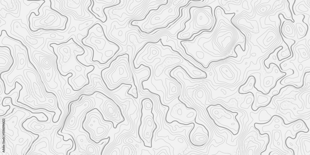 Poster Abstract curve topo style contour line white background with light gray topographic lines creating an abstract pattern and texture effect.