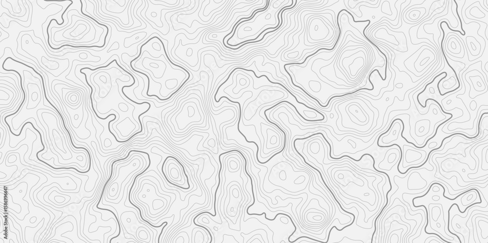 Poster Abstract curve topo style contour line white background with light gray topographic lines creating an abstract pattern and texture effect.