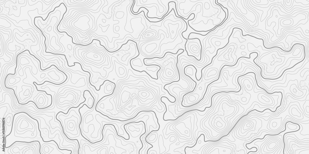 Poster modern style topographic map with light gray contour lines on a white background creating a smooth s