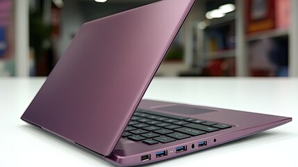 Modern Lavender Laptop Elegantly Displayed on a Clean White Surface for Technology Promotion